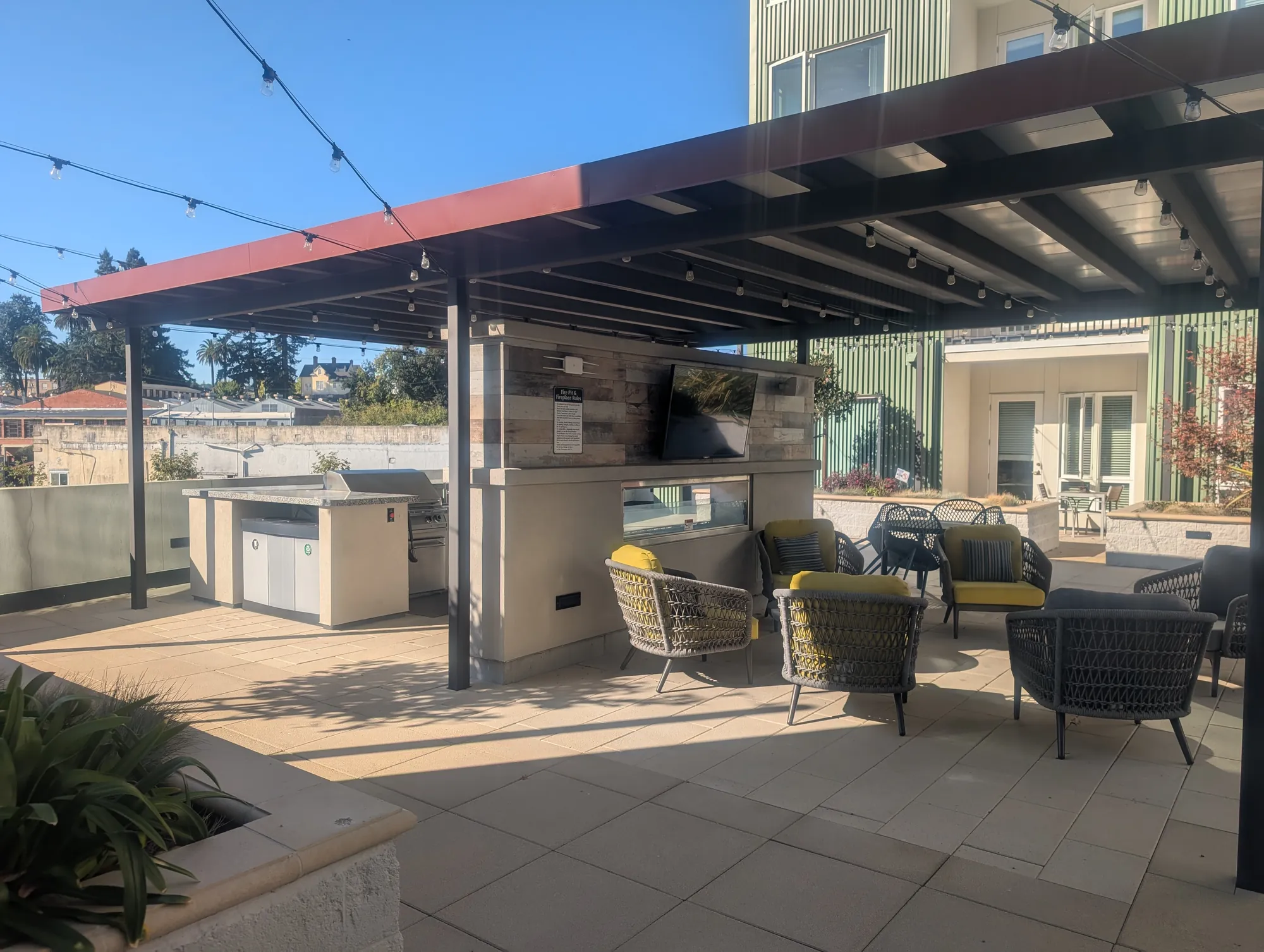 Courtyard canopy and outdoor kitchen