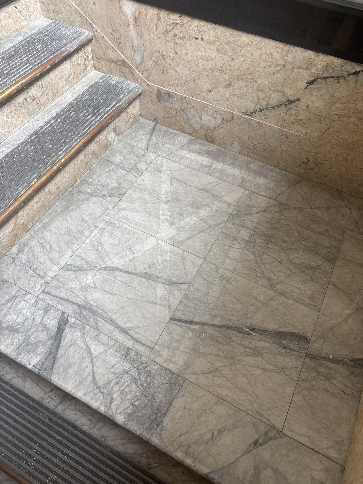 Original marble stair and wainscot at Clement St